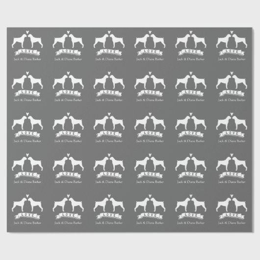 Papier Cadeau Chiens de boîte Mariage avec texte personnalisé (Plat)