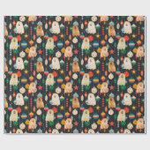 Papier Cadeau Chiens de Chow rouge et crème Wrapper Papier (Plat)