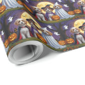 Papier Cadeau Chiens de Coton De Tulear Citrouille Halloween Fun (Coin rond)