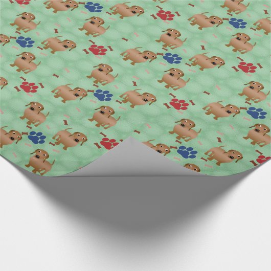 Papier Cadeau Chiens de dessin - Dachsund Red Tiled v1 (Coin)