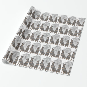 Papier Cadeau Chiens de Doberman noir et tan