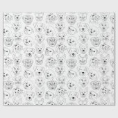 Papier Cadeau Chiens de Doodle partout sur la ligne d'impression (Plat)