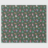 Papier Cadeau Chiens de fête IcePatinage Motif Noël Vert (Plat)