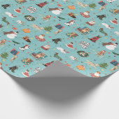 Papier Cadeau Chiens de Fêtes en Motif de pulls de Noël (Coin)