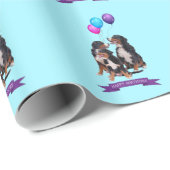 Papier Cadeau Chiens de Montagne bernois joyeux anniversaire (Coin rond)
