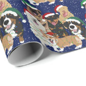 Papier Cadeau Chiens de Noël (Coin rond)