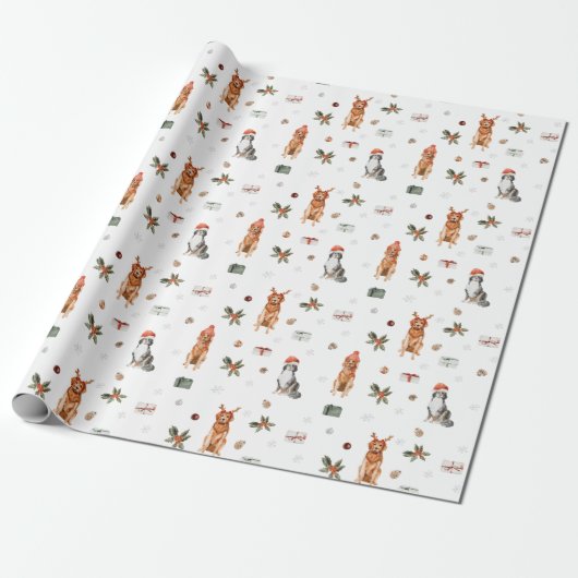 Papier Cadeau Chiens de Noël 1 (Déroulé)
