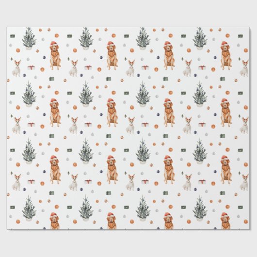 Papier Cadeau Chiens de Noël 2 (Plat)
