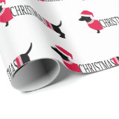 Papier Cadeau Chiens de Noël Belle Graphisme Dachshunds Amusants (Coin rond)