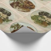 PAPIER CADEAU CHIENS DE NOËL CUTS, HOLLYBERRIES, FLEURS D'HIVER (Coin)