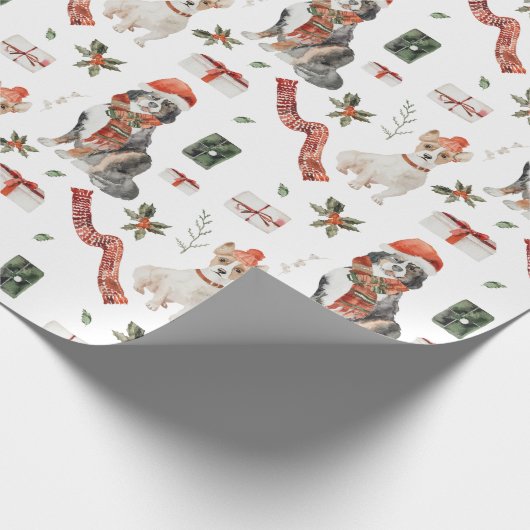 Papier Cadeau Chiens de Noël festifs 3 (Coin)