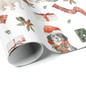 Papier Cadeau Chiens de Noël festifs 3 (Coin rond)