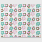 Papier Cadeau Chiens de Noël pour enfants Doodle rose (Plat)