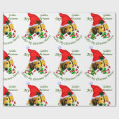 Papier Cadeau Chiens de Noël Retriever doré (Plat)