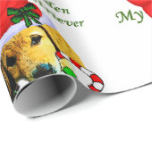 Papier Cadeau Chiens de Noël Retriever doré (Coin rond)