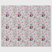 Papier Cadeau Chiens de Noël roses (Plat)