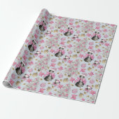 Papier Cadeau Chiens de Noël roses (Déroulé)