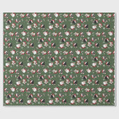 Papier Cadeau Chiens de Noël sur Vert (Plat)