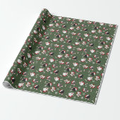 Papier Cadeau Chiens de Noël sur Vert (Déroulé)