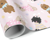 Papier Cadeau Chiens de Pâques Bunny Goldendoodle (Coin rond)