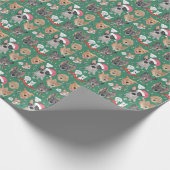 Papier Cadeau Chiens de quartier Noël Vert (Coin)