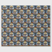 Papier Cadeau Chiens de Setter anglais Citrouille Halloween Funn (Plat)