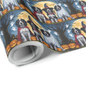 Papier Cadeau Chiens de Setter anglais Citrouille Halloween Funn (Coin rond)