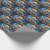 Papier Cadeau Chiens de Terre-Neuve Citrouille Halloween Funny (Coin)