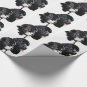 Papier Cadeau Chiens de Terre-Neuve noirs et blancs (Coin)