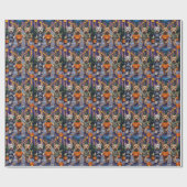 Papier Cadeau Chiens De Terrier Roue En Cotumes D'Halloween (Plat)