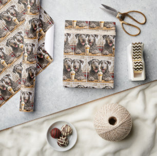 Papier Cadeau Chiens de Wolfhound irlandais partageant un Milksh