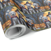 Papier Cadeau Chiens des grandes Pyrénées Citrouille Halloween d (Coin rond)