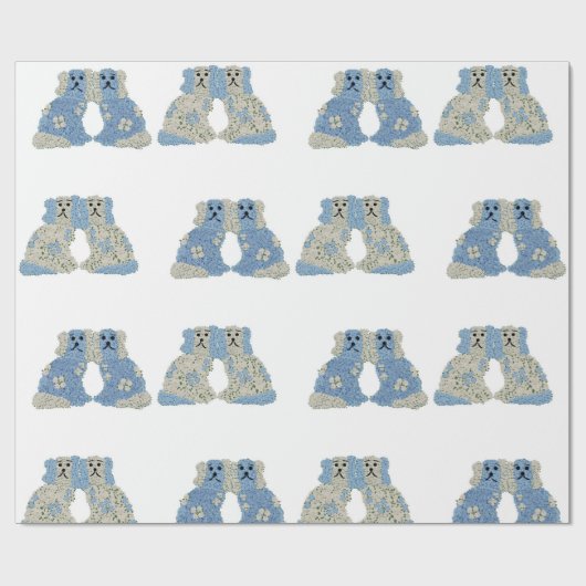 Papier Cadeau Chiens du Staffordshire Ginger Jars Magnolias (Plat)