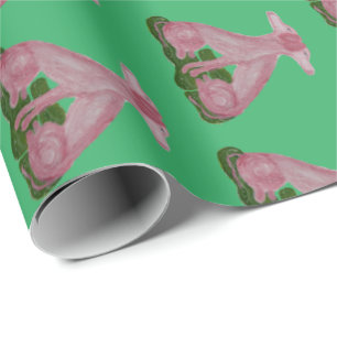 Papier Cadeau Chiens du Staffordshire rose vert