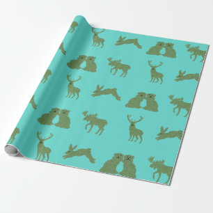 Papier Cadeau Chiens du Staffordshire turquoise Topiary Deer Rab