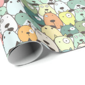 Papier Cadeau Chiens empilés menthe et vert (Coin rond)