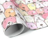 Papier Cadeau Chiens empilés roses roses (Coin rond)