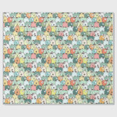 Papier Cadeau Chiens Empilés Vert et Menthe (Plat)