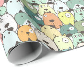 Papier Cadeau Chiens Empilés Vert et Menthe (Coin rond)