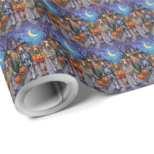 Papier Cadeau Chiens English Foxhound Trick-or-Treating Hallowee