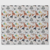 Papier Cadeau Chiens Et Chats Cutes Design Motif (Plat)
