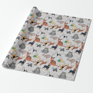 Papier Cadeau Chiens Et Chats Cutes Design Motif