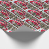 Papier Cadeau Chiens Golden Retriever en camion rétro rouge (Coin)