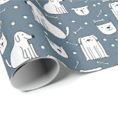 Papier Cadeau Chiens Gribouillent Joie (Coin rond)