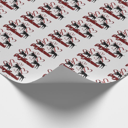 Papier Cadeau Chiens Gris Et Coeurs Rouges (Coin)