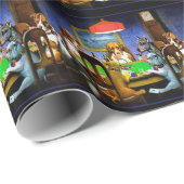 Papier Cadeau Chiens jouant à un jeu de poker (Coin rond)