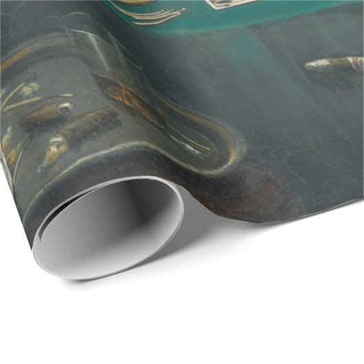 Papier Cadeau Chiens jouant au poker (jeu de carte animale) (Coin rond)