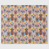 Papier Cadeau Chiens Joyeux anniversaire (Plat)