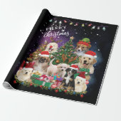 Papier Cadeau Chiens Joyeux Noël Lumière (Déroulé)