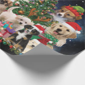 Papier Cadeau Chiens Joyeux Noël Lumière (Coin)